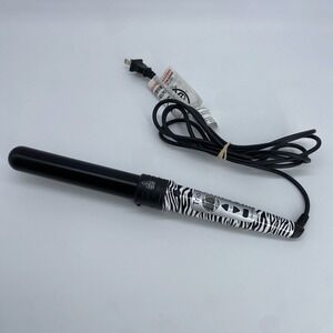 ISO Trio Professional Pro Clip-less Curling Iron Black Zebra Wand Tested Works‎